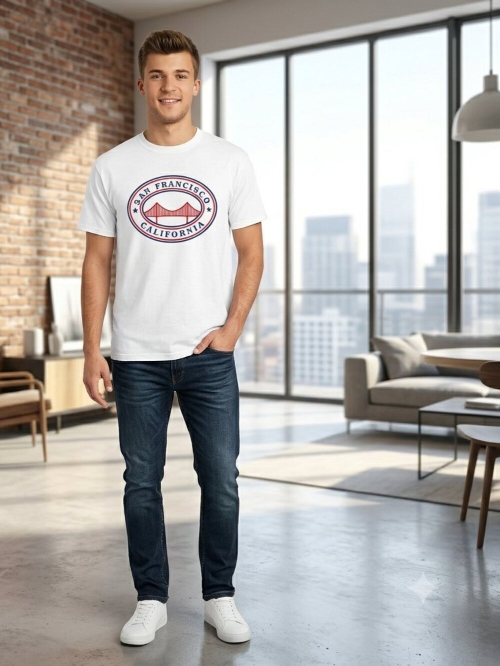 NWOT Unisex Adult M T-Shirt San Franc Logo 100% Heavy Cotton White Breathable Ca